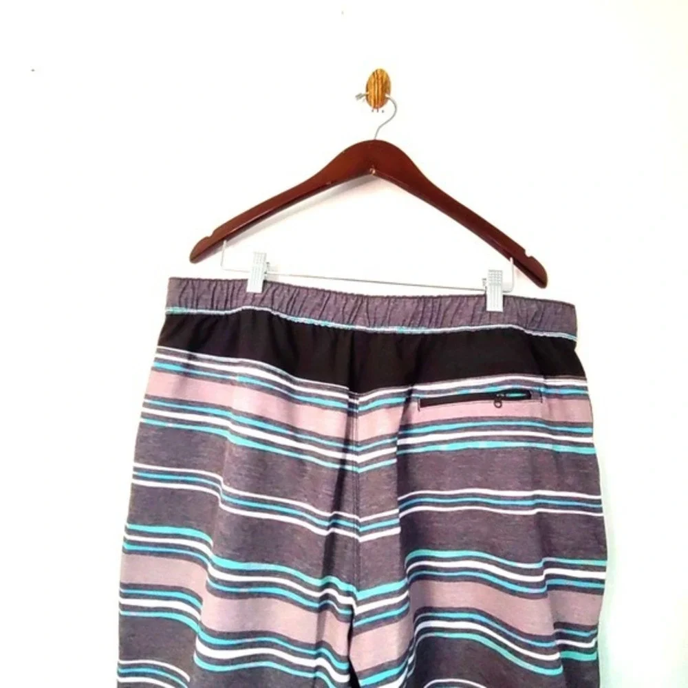 Speedo Men XXL/TTG Striped Drawstring Lined Swim Trunk Hybrid Beach Vacation Y2K